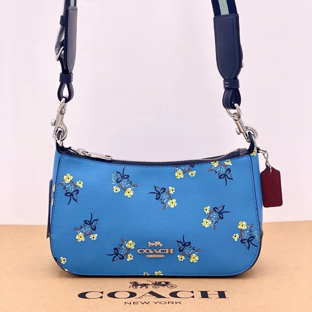 Coach Jes Baguette Crossbody With Floral Bow Print - Picture 6 of 16